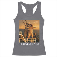 Vintage Feral At Sea Cruise Racerback Tank Top Funny Raccoon Parody Movie