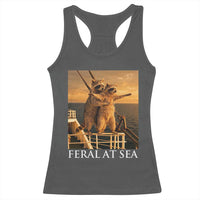 Vintage Feral At Sea Cruise Racerback Tank Top Funny Raccoon Parody Movie