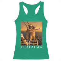 Vintage Feral At Sea Cruise Racerback Tank Top Funny Raccoon Parody Movie