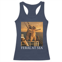 Vintage Feral At Sea Cruise Racerback Tank Top Funny Raccoon Parody Movie