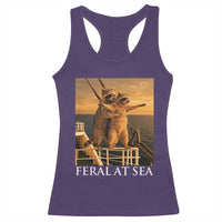 Vintage Feral At Sea Cruise Racerback Tank Top Funny Raccoon Parody Movie