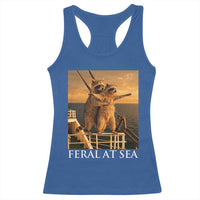 Vintage Feral At Sea Cruise Racerback Tank Top Funny Raccoon Parody Movie