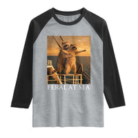 Vintage Feral At Sea Cruise Raglan Shirt Funny Raccoon Parody Movie