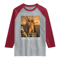 Vintage Feral At Sea Cruise Raglan Shirt Funny Raccoon Parody Movie