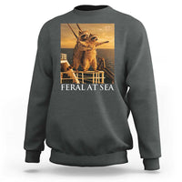 Vintage Feral At Sea Cruise Sweatshirt Funny Raccoon Parody Movie