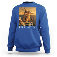 Vintage Feral At Sea Cruise Sweatshirt Funny Raccoon Parody Movie