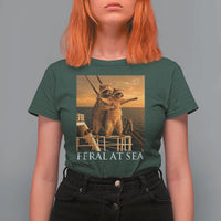 Vintage Feral At Sea Cruise T Shirt For Women Funny Raccoon Parody Movie