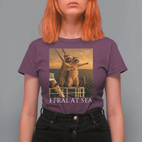 Vintage Feral At Sea Cruise T Shirt For Women Funny Raccoon Parody Movie