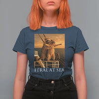 Vintage Feral At Sea Cruise T Shirt For Women Funny Raccoon Parody Movie
