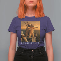 Vintage Feral At Sea Cruise T Shirt For Women Funny Raccoon Parody Movie