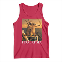 Vintage Feral At Sea Cruise Tank Top Funny Raccoon Parody Movie