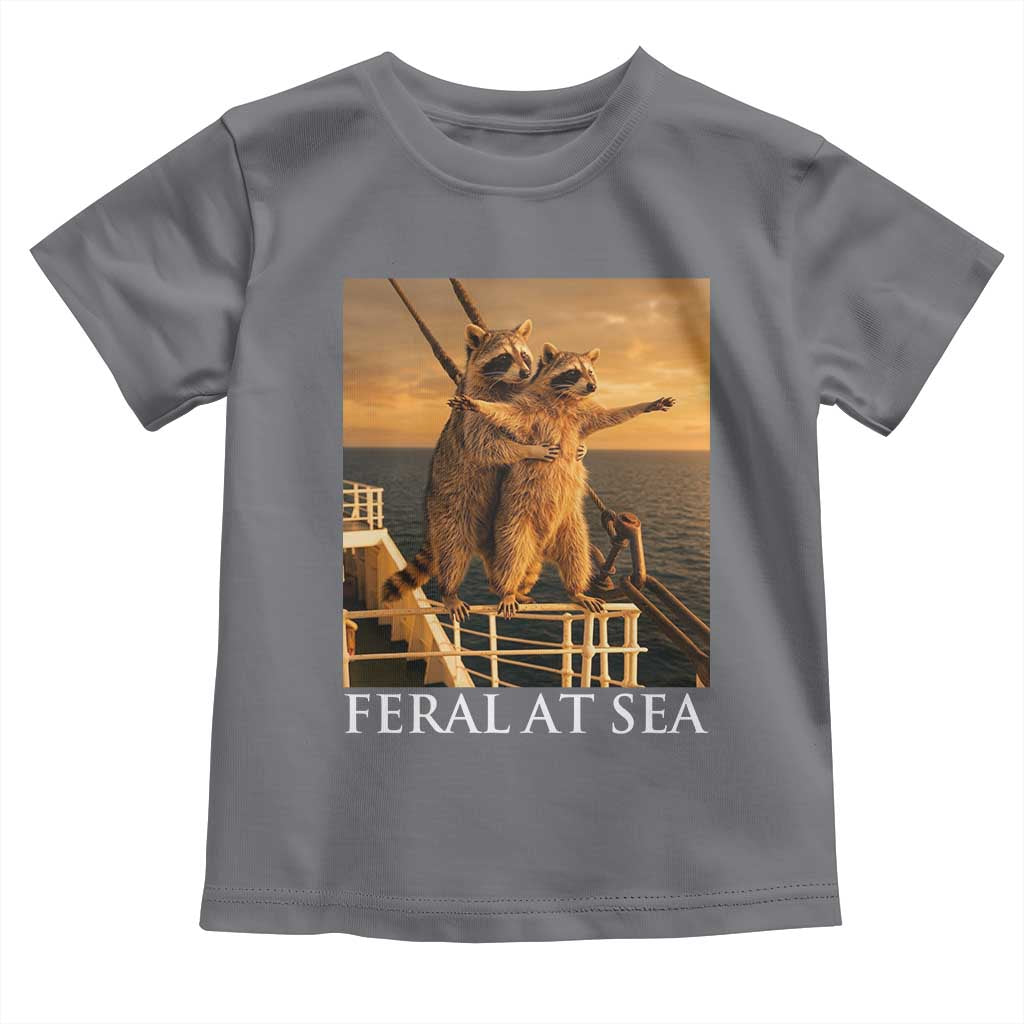Vintage Feral At Sea Cruise Toddler T Shirt Funny Raccoon Parody Movie