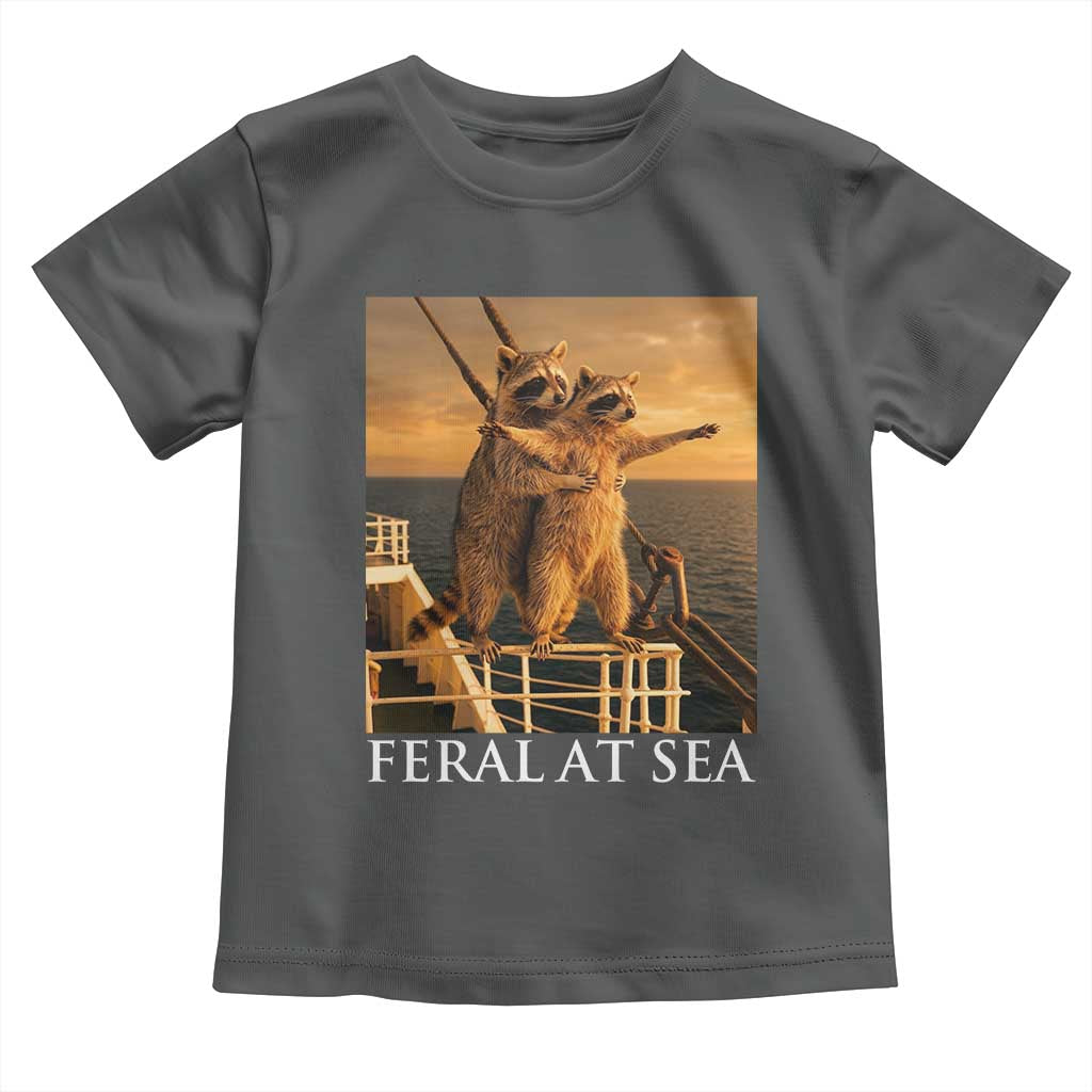 Vintage Feral At Sea Cruise Toddler T Shirt Funny Raccoon Parody Movie
