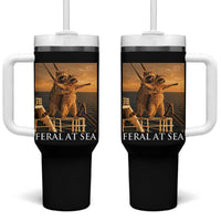Vintage Feral At Sea Cruise Tumbler With Handle Funny Raccoon Parody Movie