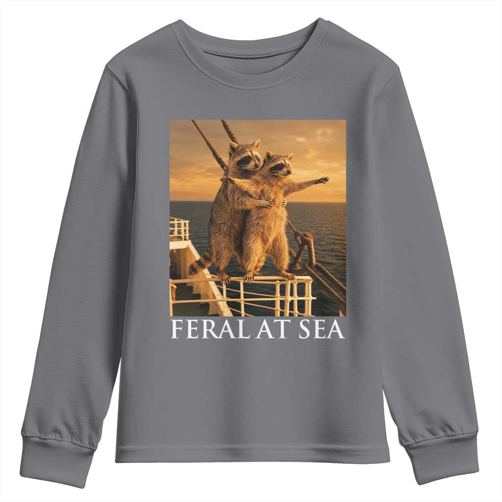 Vintage Feral At Sea Cruise Youth Sweatshirt Funny Raccoon Parody Movie