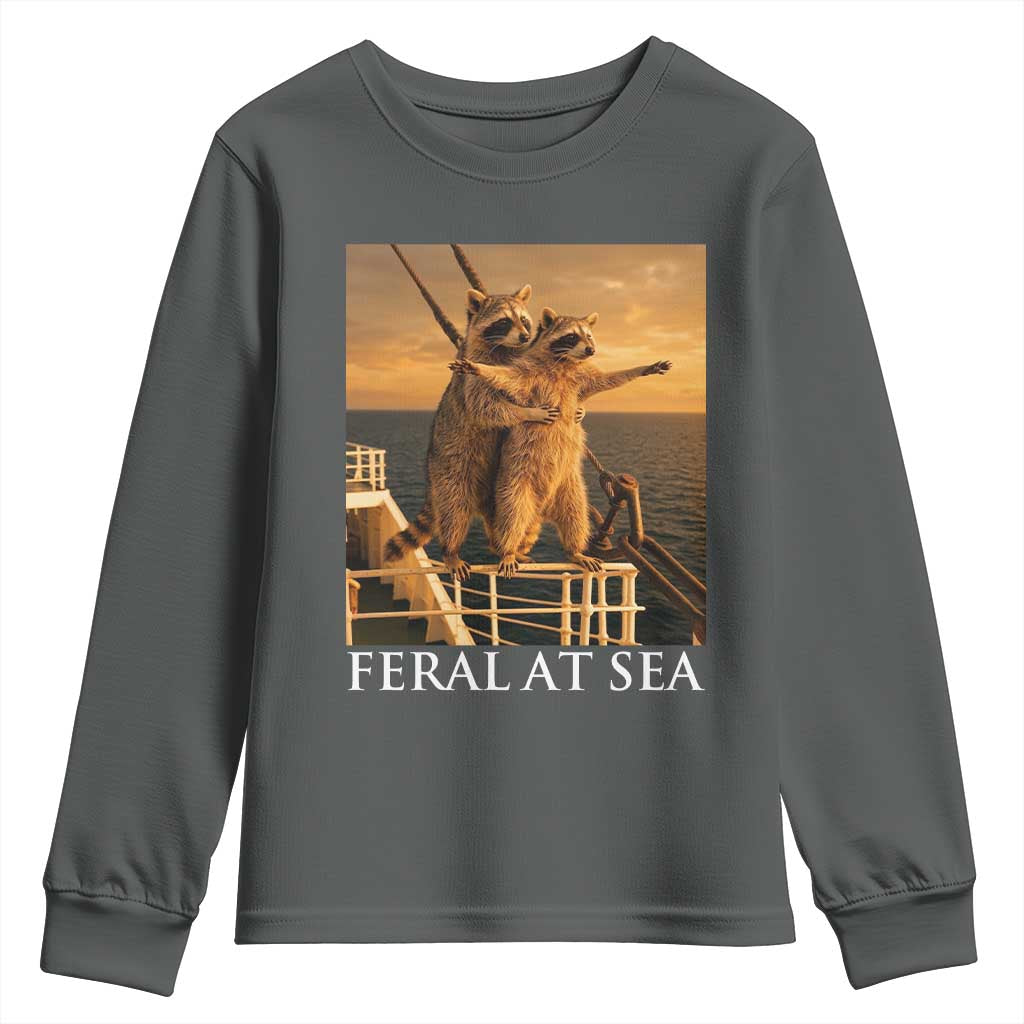 Vintage Feral At Sea Cruise Youth Sweatshirt Funny Raccoon Parody Movie