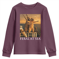 Vintage Feral At Sea Cruise Youth Sweatshirt Funny Raccoon Parody Movie