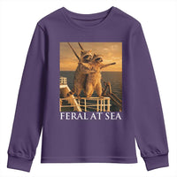 Vintage Feral At Sea Cruise Youth Sweatshirt Funny Raccoon Parody Movie