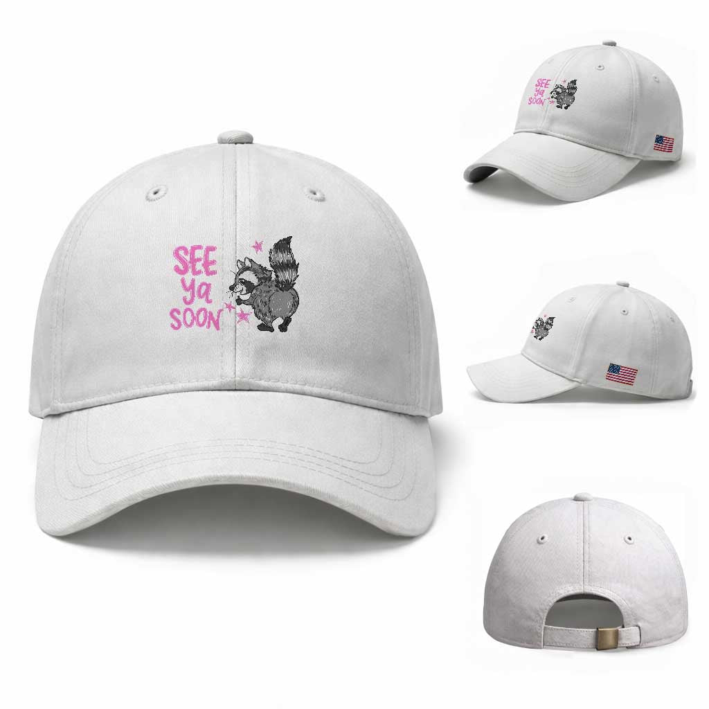 See Ya Soon Raccoon Baseball Cap Funny Last Day Of School