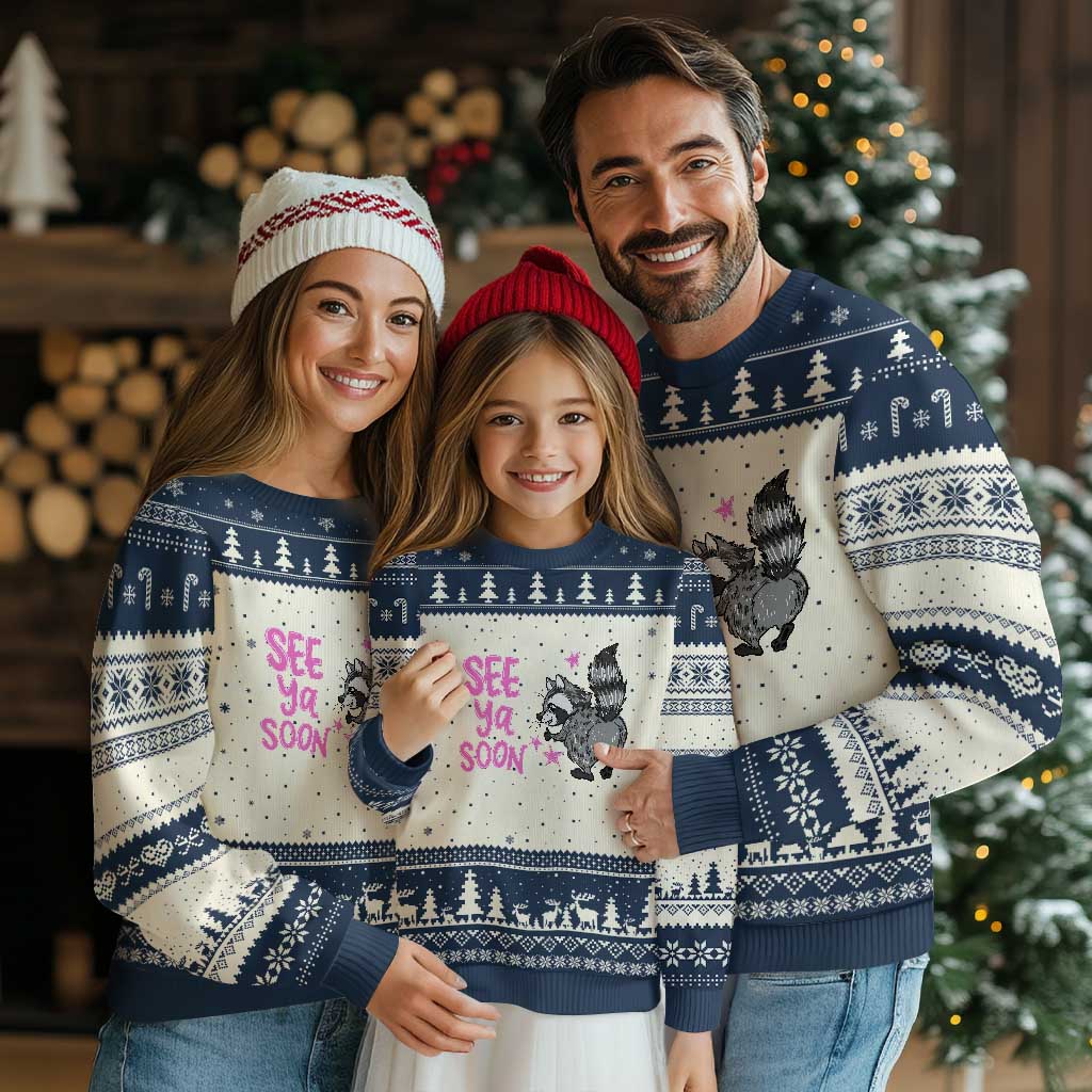 See Ya Soon Raccoon Ugly Christmas Sweater Funny Last Day Of School