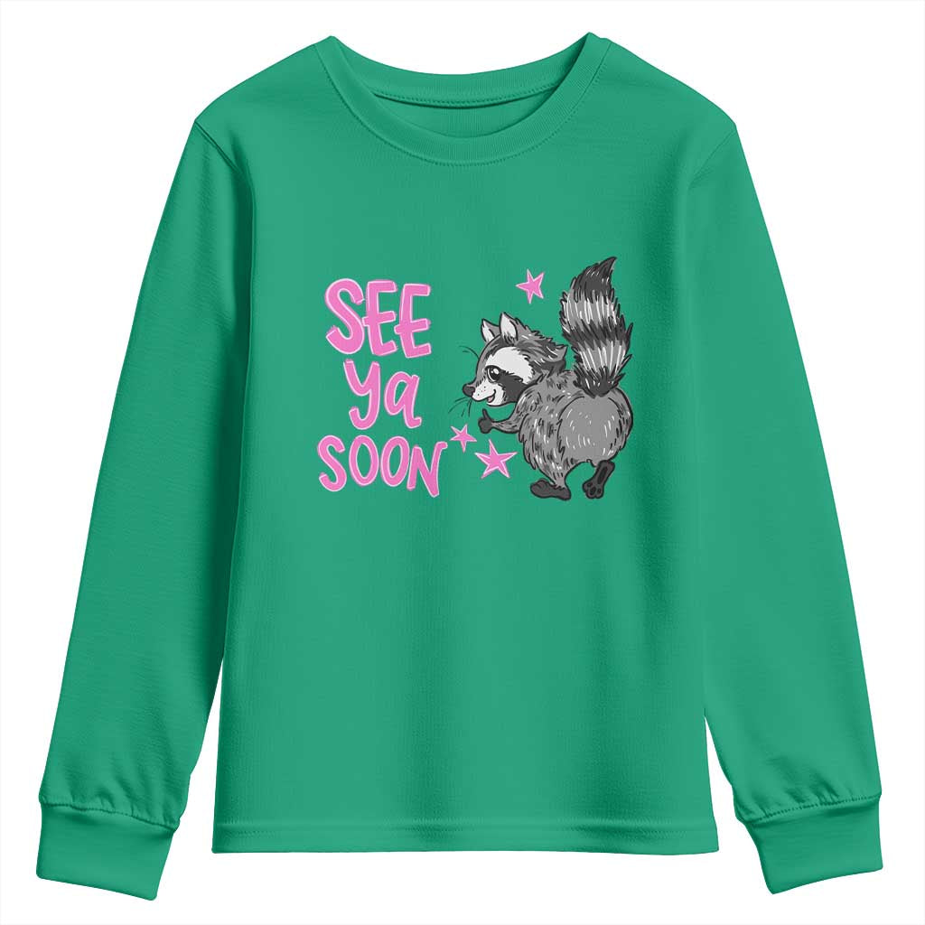 See Ya Soon Raccoon Youth Sweatshirt Funny Last Day Of School
