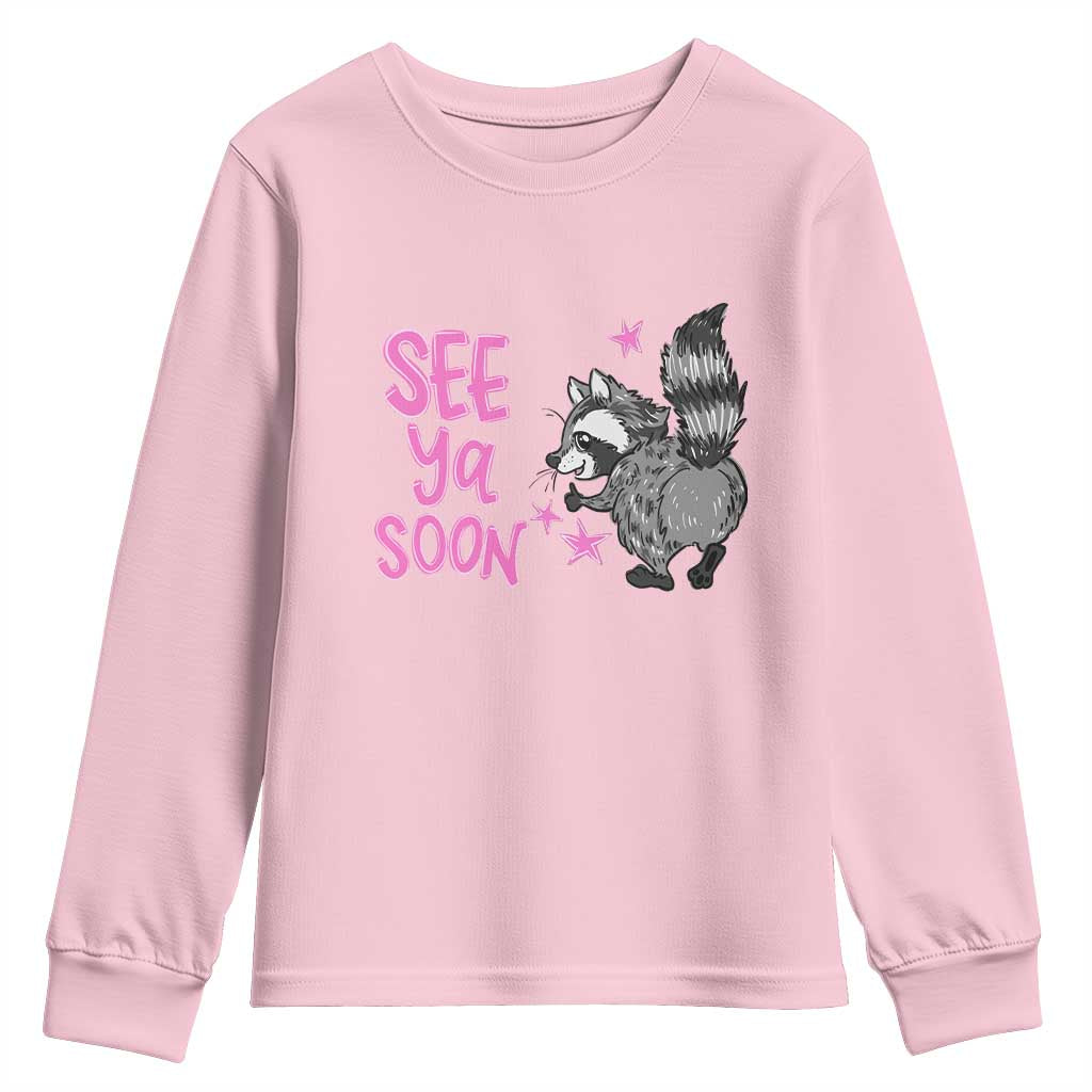 See Ya Soon Raccoon Youth Sweatshirt Funny Last Day Of School