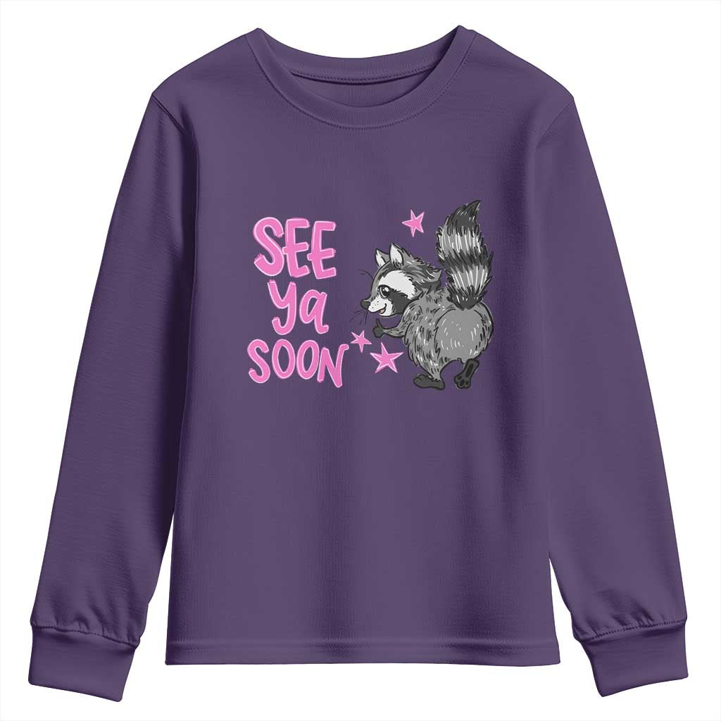 See Ya Soon Raccoon Youth Sweatshirt Funny Last Day Of School