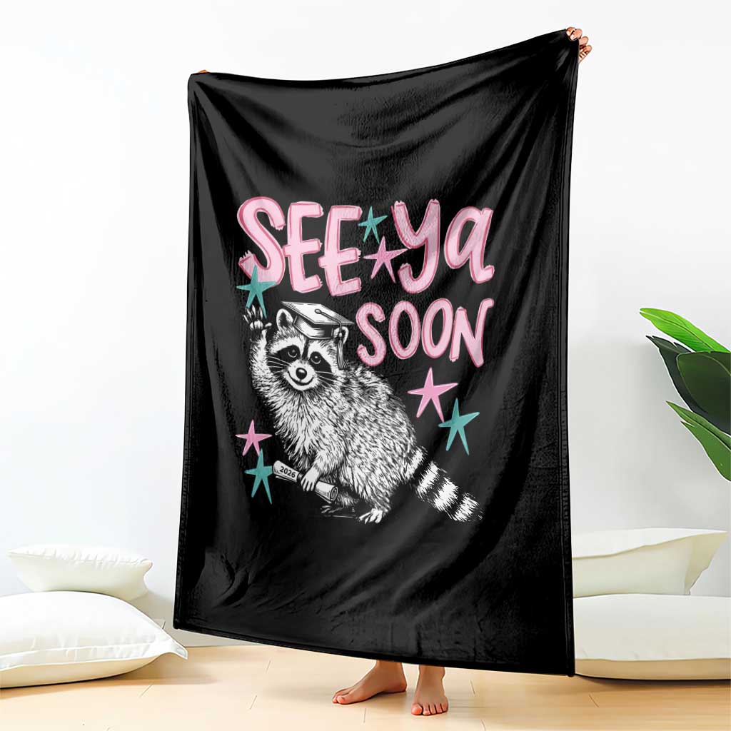 Funny Raccoon Graduation Throw Blanket Senior Grad 2026 See Ya Soon