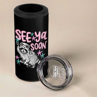 Funny Raccoon Graduation 4 in 1 Can Cooler Tumbler Senior Grad 2026 See Ya Soon