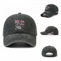 Funny Raccoon Graduation Washed Cotton Baseball Cap Senior Grad 2026 See Ya Soon