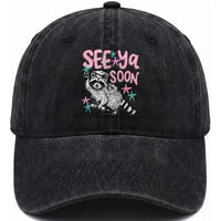 Funny Raccoon Graduation Washed Cotton Baseball Cap Senior Grad 2026 See Ya Soon