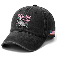 Funny Raccoon Graduation Washed Cotton Baseball Cap Senior Grad 2026 See Ya Soon