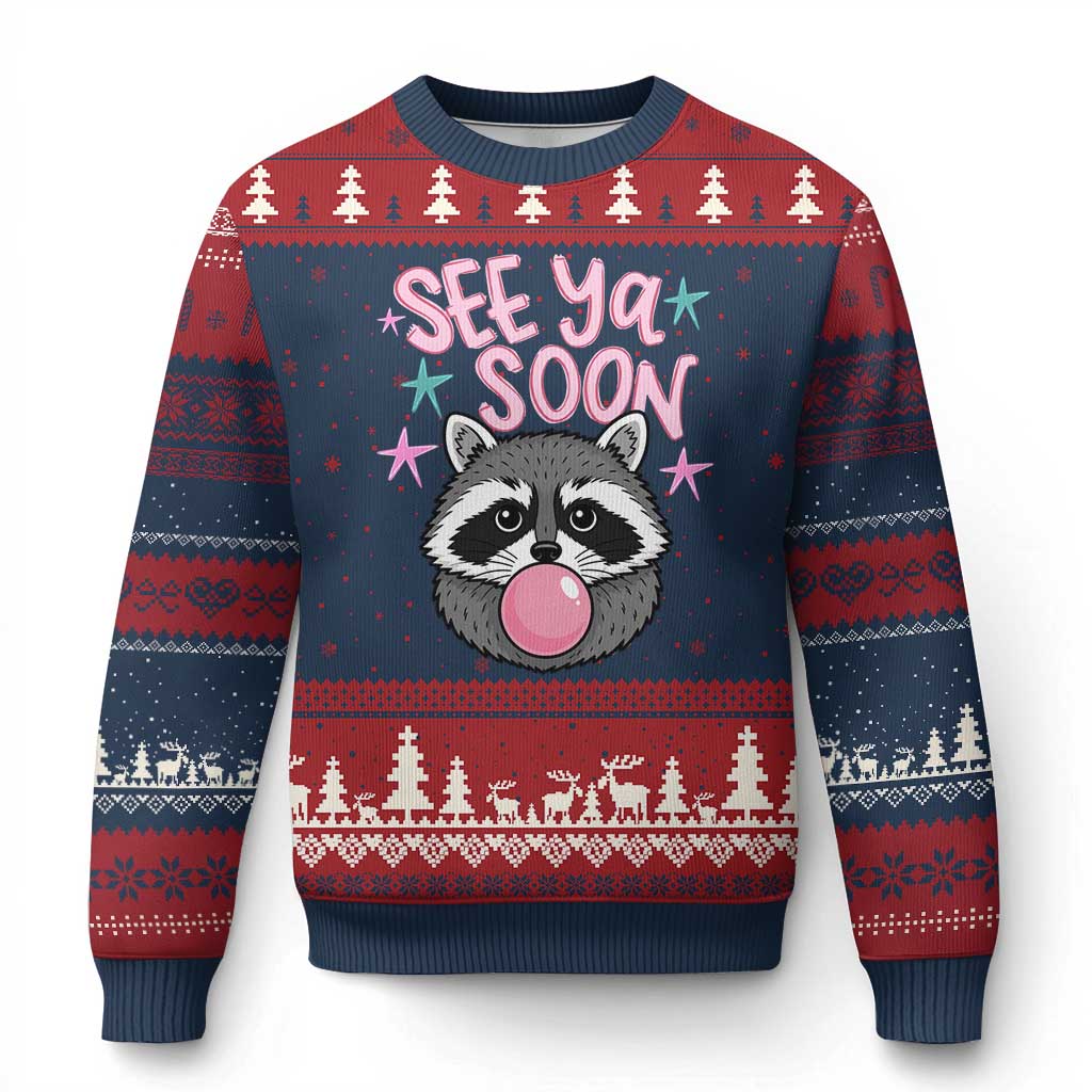 See Ya Soon Ugly Christmas Sweater Funny Raccoon Summer Last Day Of School