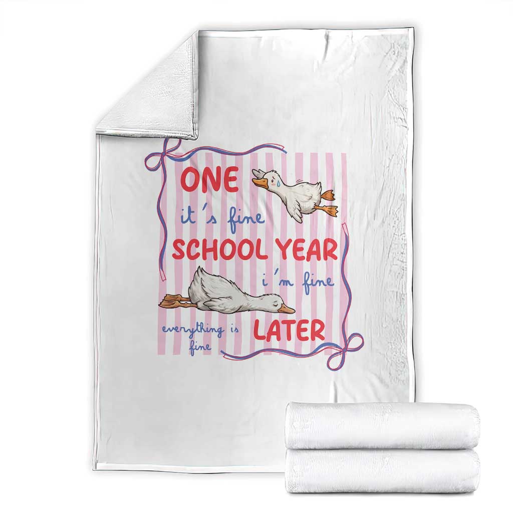 Striped One School Year Later Throw Blanket Funny Goose Teacher Summer