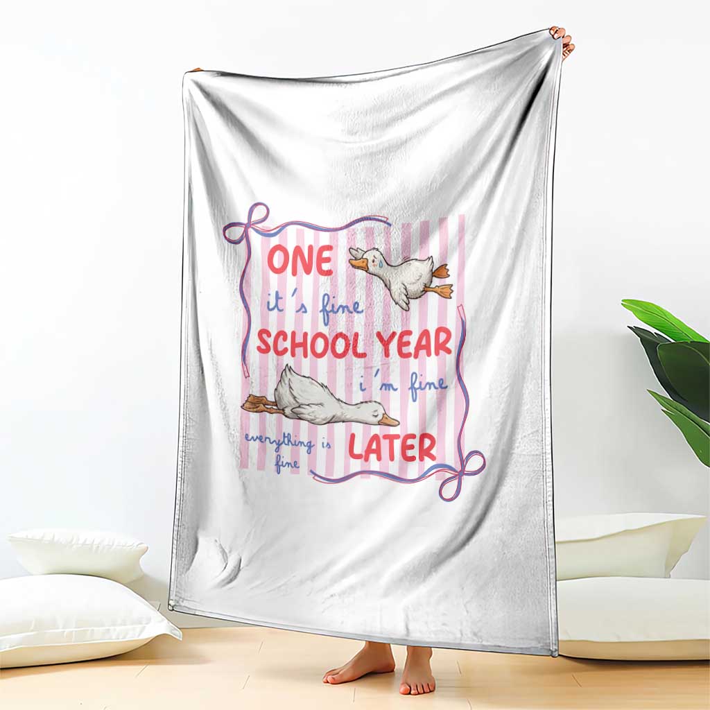 Striped One School Year Later Throw Blanket Funny Goose Teacher Summer