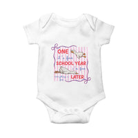 Striped One School Year Later Baby Onesie Funny Goose Teacher Summer