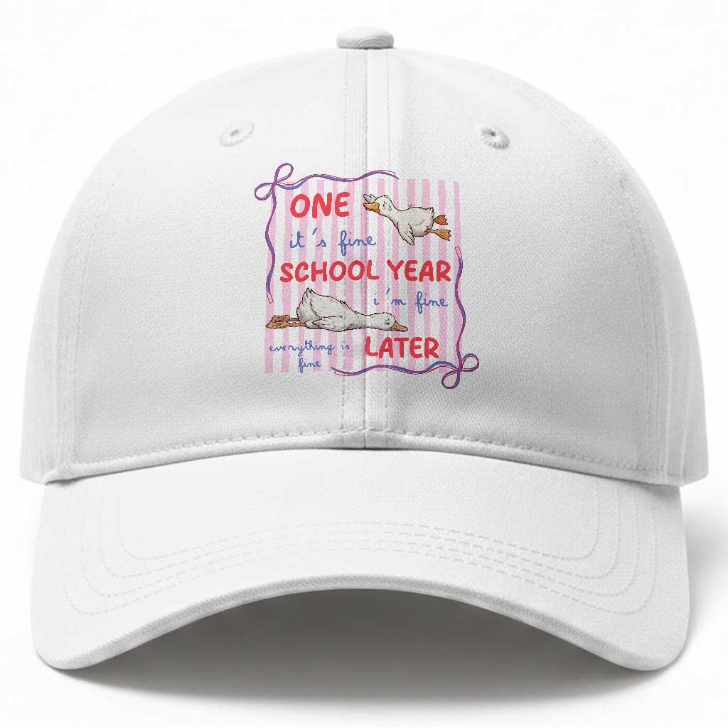 Striped One School Year Later Baseball Cap Funny Goose Teacher Summer