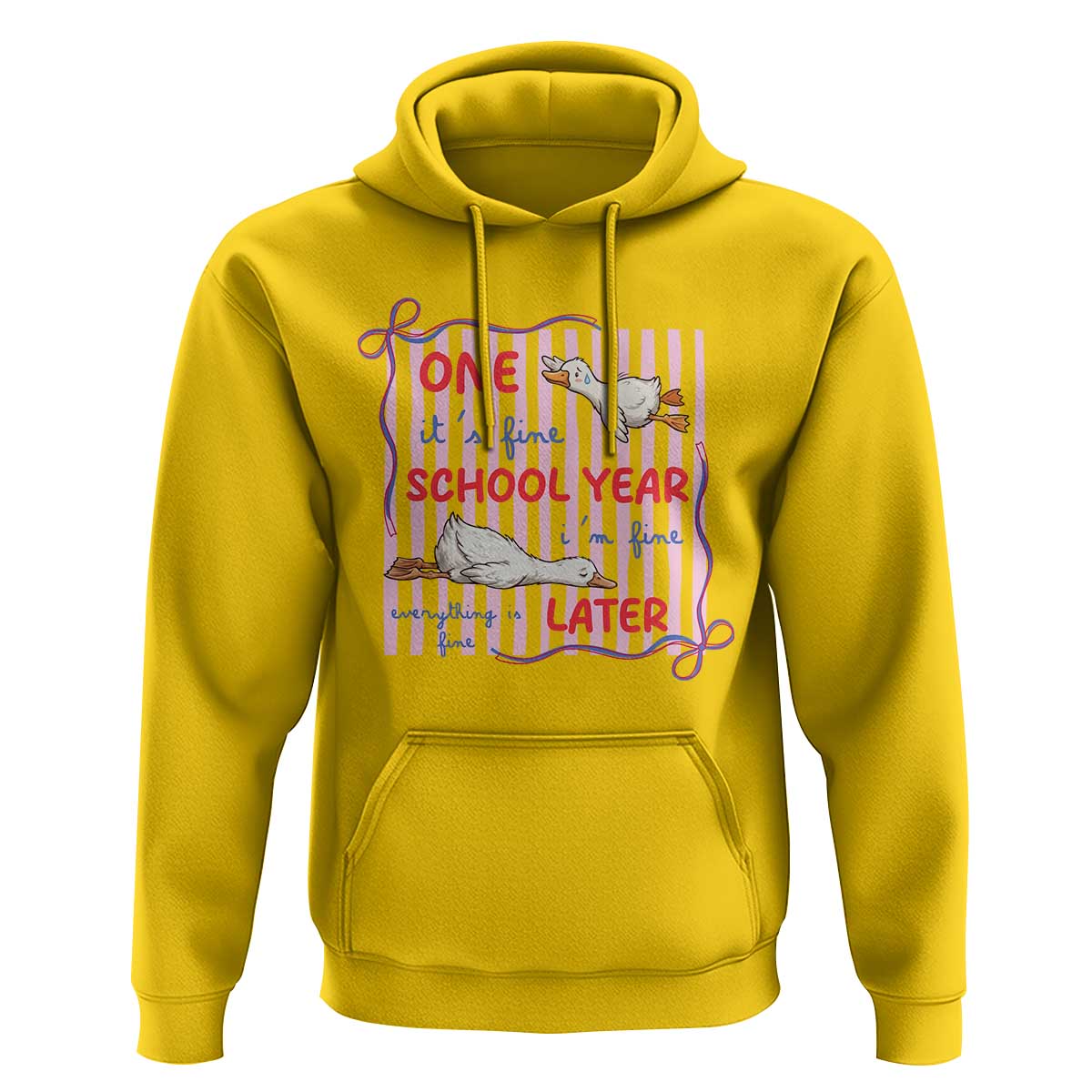 Striped One School Year Later Hoodie Funny Goose Teacher Summer