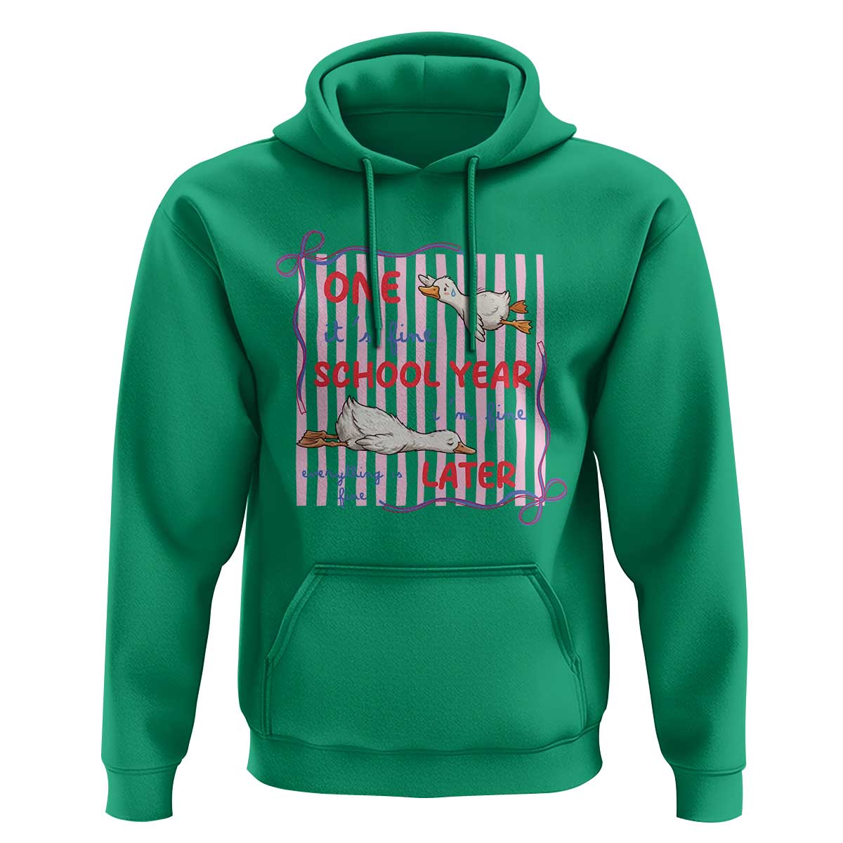 Striped One School Year Later Hoodie Funny Goose Teacher Summer