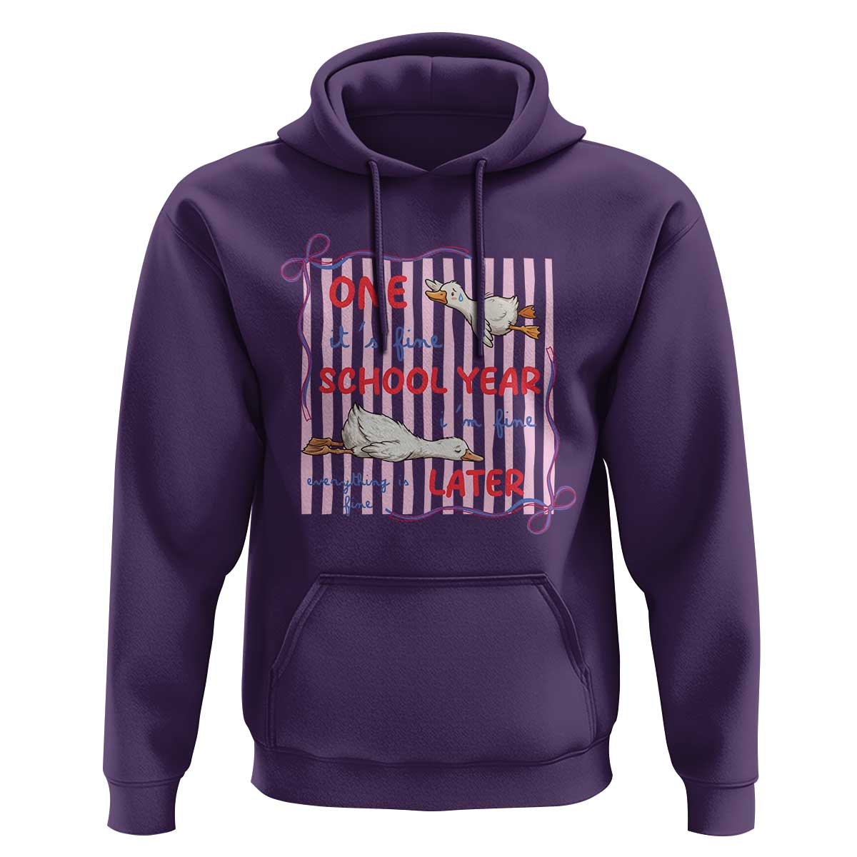 Striped One School Year Later Hoodie Funny Goose Teacher Summer