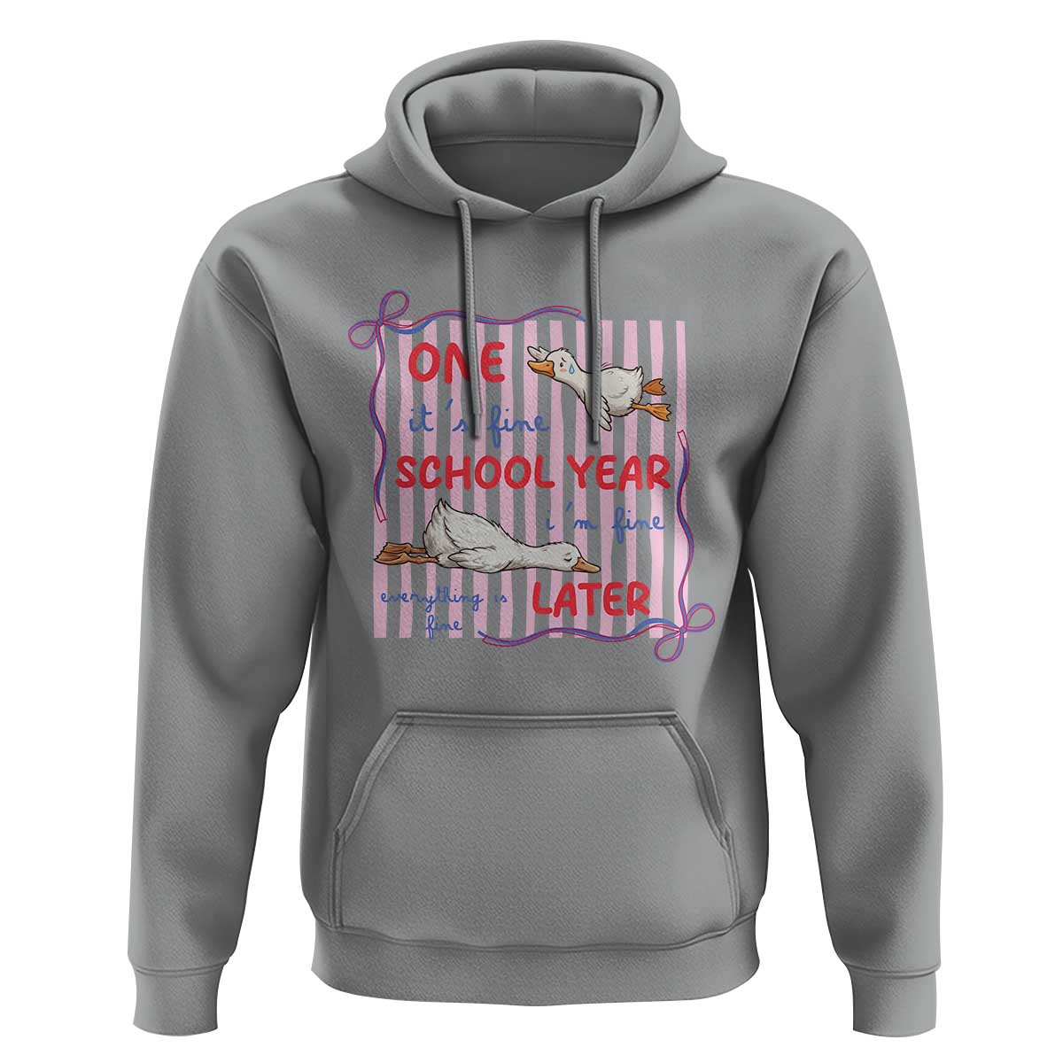 Striped One School Year Later Hoodie Funny Goose Teacher Summer