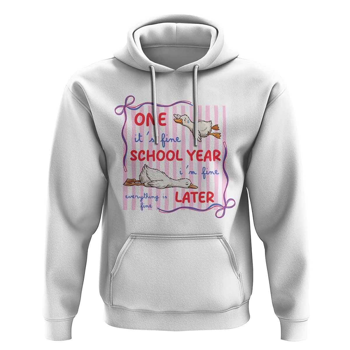 Striped One School Year Later Hoodie Funny Goose Teacher Summer