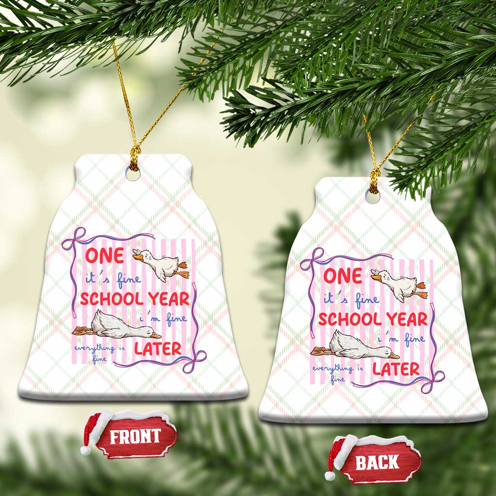Striped One School Year Later Ceramic Ornament Funny Goose Teacher Summer