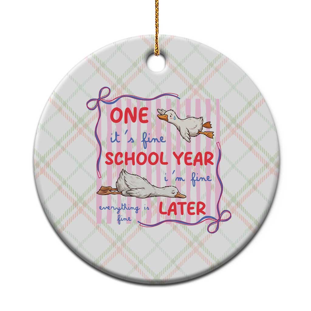 Striped One School Year Later Ceramic Ornament Funny Goose Teacher Summer