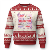 Striped One School Year Later Ugly Christmas Sweater Funny Goose Teacher Summer