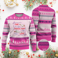 Striped One School Year Later Ugly Christmas Sweater Funny Goose Teacher Summer