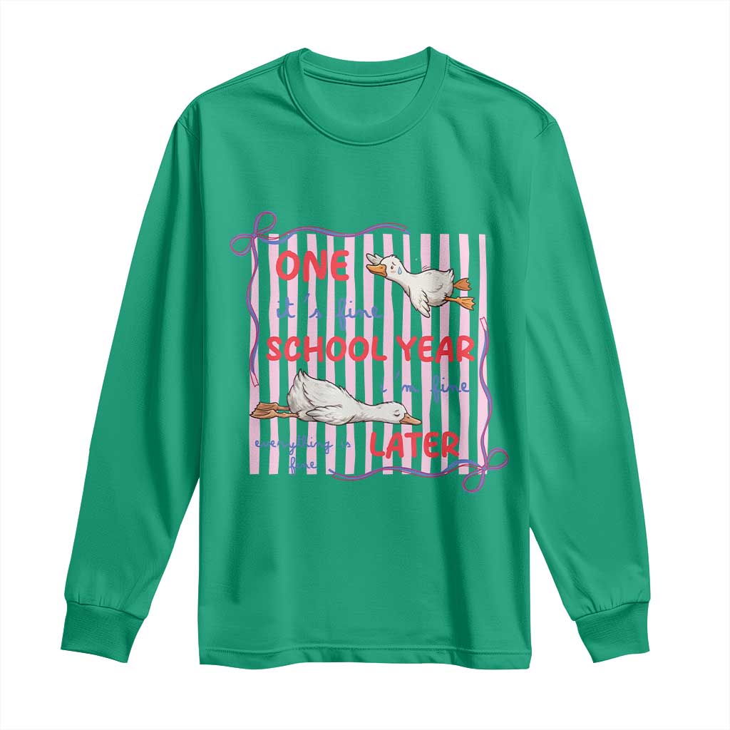 Striped One School Year Later Long Sleeve Shirt Funny Goose Teacher Summer