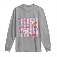 Striped One School Year Later Long Sleeve Shirt Funny Goose Teacher Summer