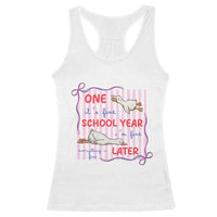 Striped One School Year Later Racerback Tank Top Funny Goose Teacher Summer