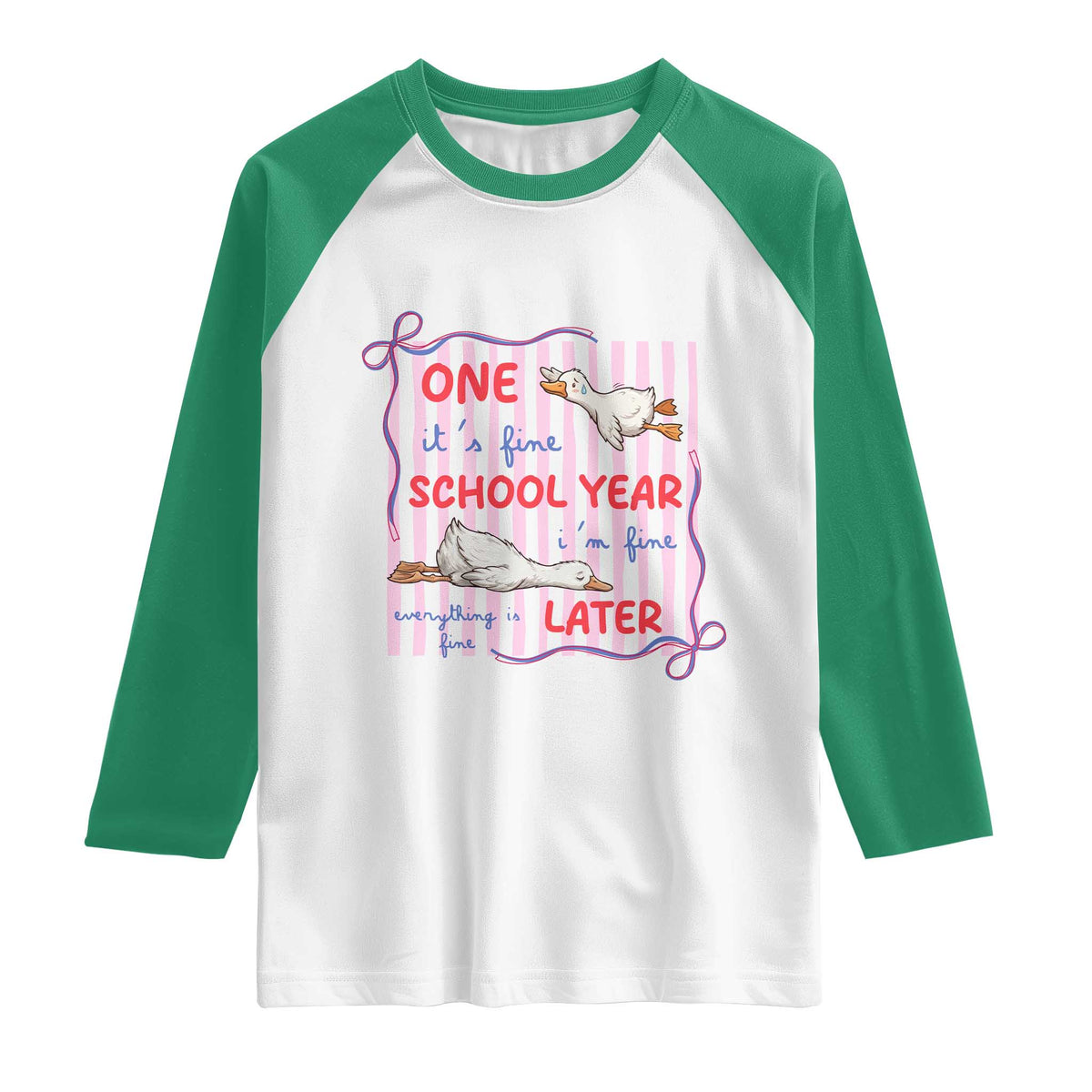 Striped One School Year Later Raglan Shirt Funny Goose Teacher Summer